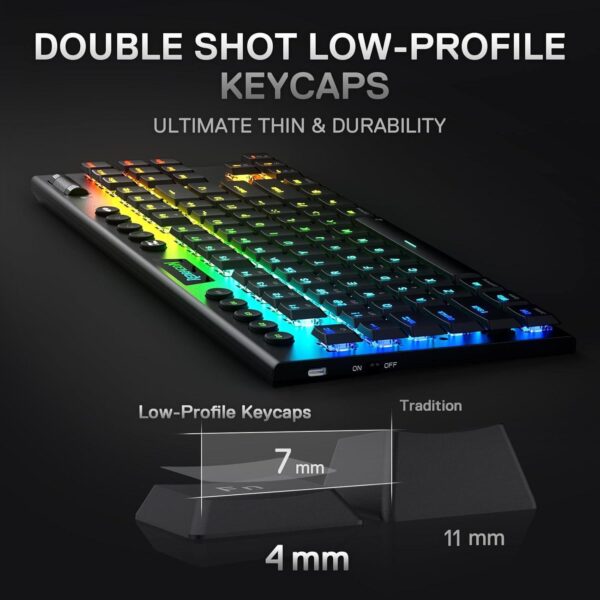 K621 Horus TKL Wireless RGB Mechanical Keyboard - Wireless 2.4Ghz / Bluetooth 5.0 / Wired Type C - Low Profile Red Switches Linear - Three Modes 80% Ultra Thin Low Profile - Black - Image 4