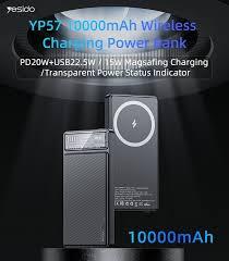 YP57 10000mAh 15W Magnetic Wireless Fast Charging Transparent Power Status Indicator Power Bank