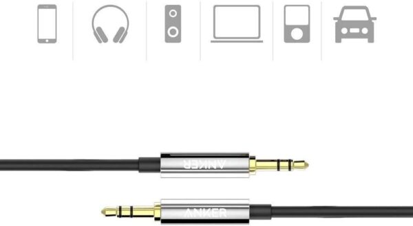 ⁦Powerline 3.5mm Male to Male Audio Cable 4ft, Black⁩ - الصورة ⁦5⁩